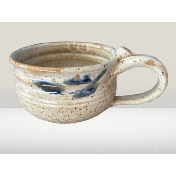 Vintage Circa 1997 Pottery Stoneware Soup Mug Hand-made Signed - Picture 1 of 7